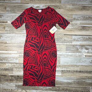 NWt Lularoe Julia XXS red black short sleeve